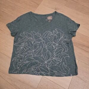 Prana Graphic T Shirt Womens Size S Floral Oversized Casual Organic Cotton Blend